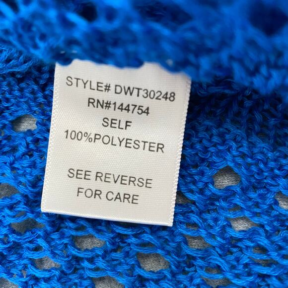 Davi & Dani Oversized Colorblock Crocheted Sweater XL Cover Up Beachy Fringe - Picture 9 of 9